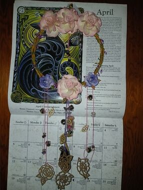 Floral Witch Bell with Hanging Charms - Pink & Lavender